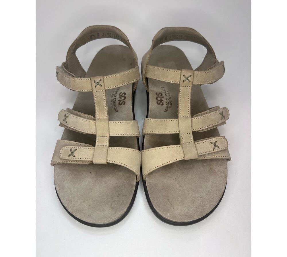 SAS Sorrento Leather Sandals Women’s Size 8.5 N Adjustable T-Strap Tan